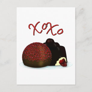 Postal XOXO Bombón del Día de San Valentín y Chocolate Os