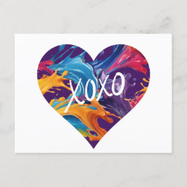 Postal XOXO-Corazón colorido