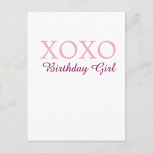 Postal Xoxo cumpleaños chica nombre rosa malva simple amo