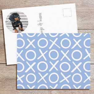 Postal XOXO Pincelada Personalizada Foto de Perro Azul Mo