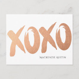 Postal XOXO Rosa Gold | Moda Glam Modern Brushstrot Love