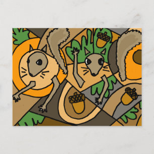Postal XX- ardillas artísticas abstractas