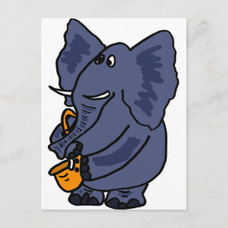 Postal XX- Elefante jugando saxofón