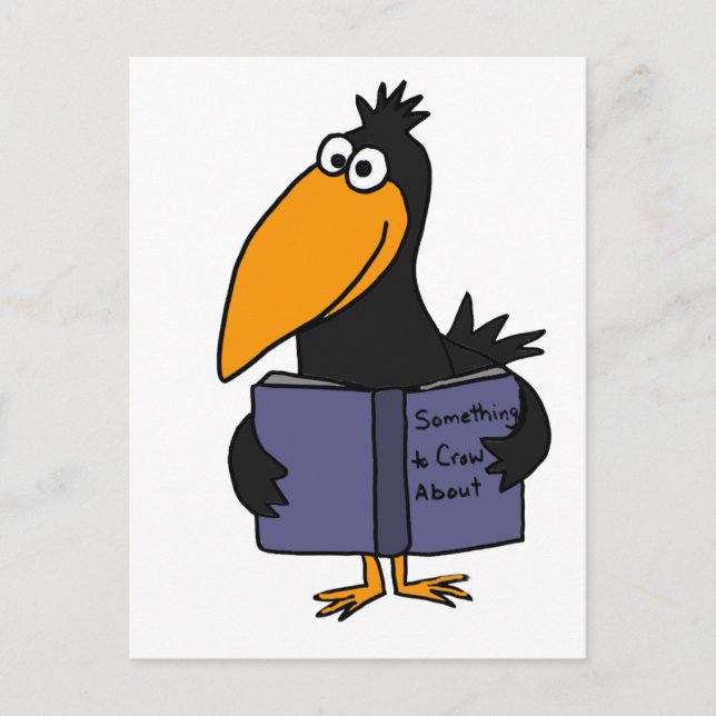 Postal XX-Funny Crow Reading Book Personalizado (Anverso)