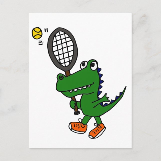 Postal XX- Gator divertida jugando al tenis (Anverso)