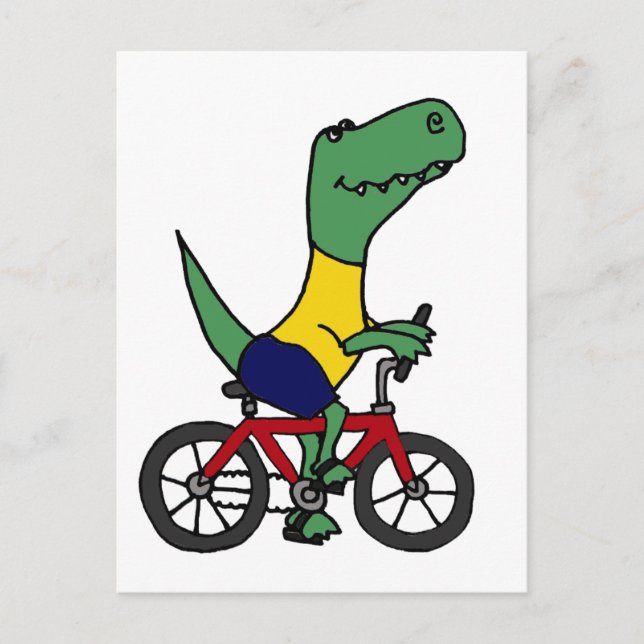 Postal XX- Graciosa bicicleta T-rex Dinosaur Riding (Anverso)