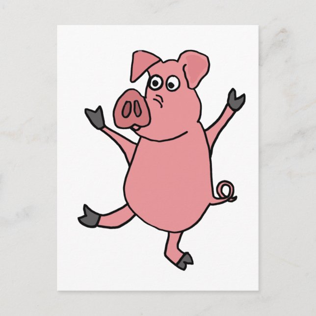Postal XX- Personalizado bailarín de cerdo rosa (Anverso)
