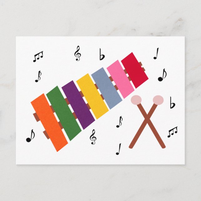 Postal Xylophone Multicolored Musical Instrument Cartoon (Anverso)