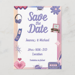 Postal Y2K Pink Purple 2000s Retro Tech Save the Date