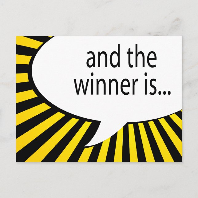 Postal ¡y el ganador lo es! burbuja del discurso cómico (Anverso)