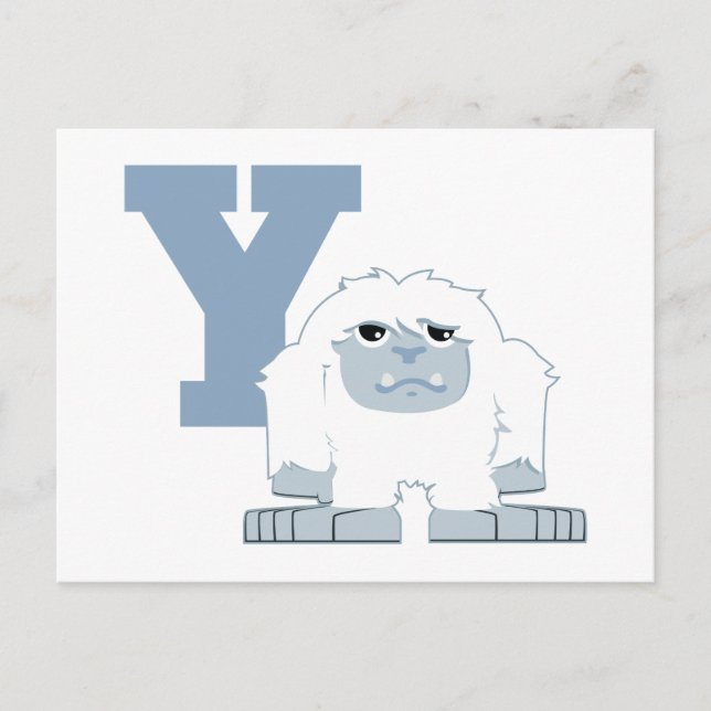 Postal Y es para Yeti Cute Personalizado Yeti Monster (Anverso)