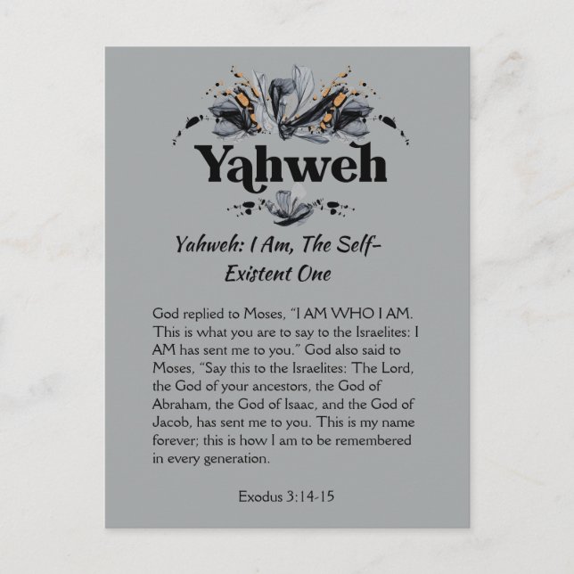 Postal Yahweh | Nombres de las escrituras devoradoras de  (Anverso)