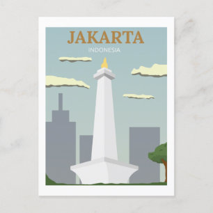 Postal Yakarta, Indonesia Viaje retro vintage