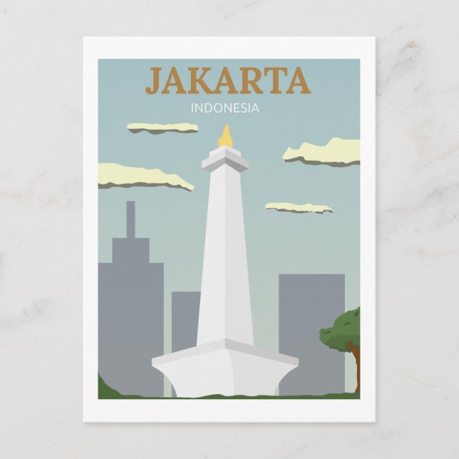 Postal Yakarta, Indonesia Viaje retro vintage (Anverso)