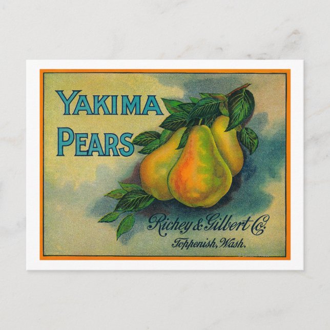 Postal Yakima Pears Crate LabelToppenish, WA (Anverso)