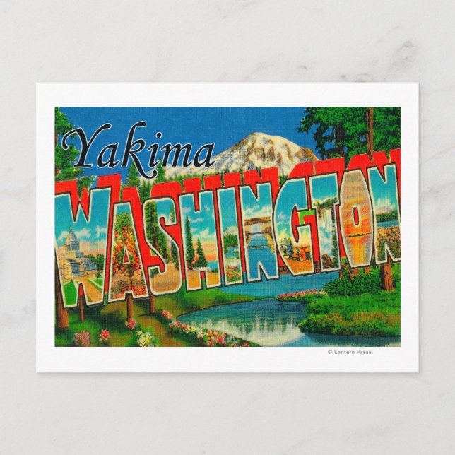 Postal Yakima, Washington - Escenas de letras grandes (Anverso)