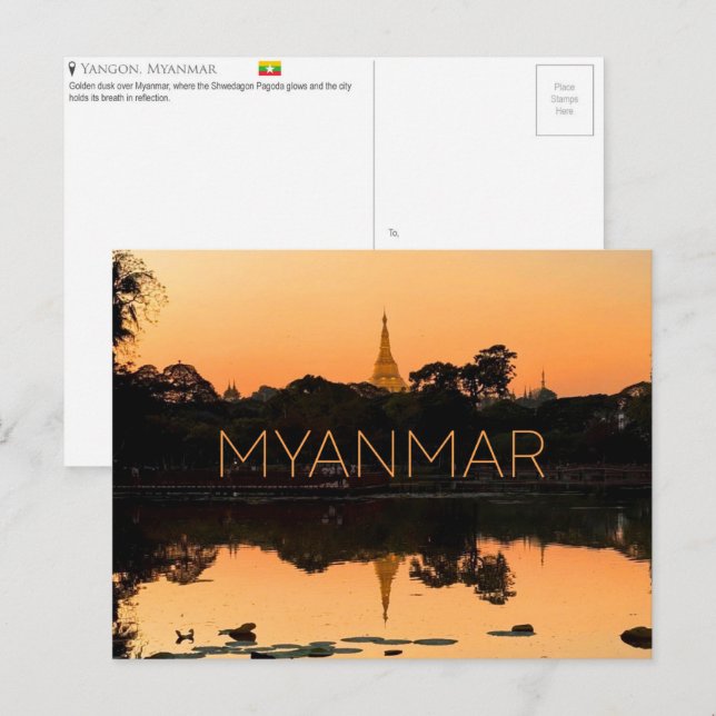 Postal Yangon, Myanmar Travel Postcard (Anverso / Reverso)