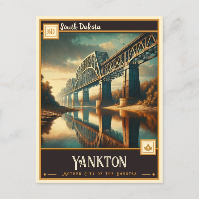 Postal Yankton, Dakota del Sur | Vintage (Anverso)