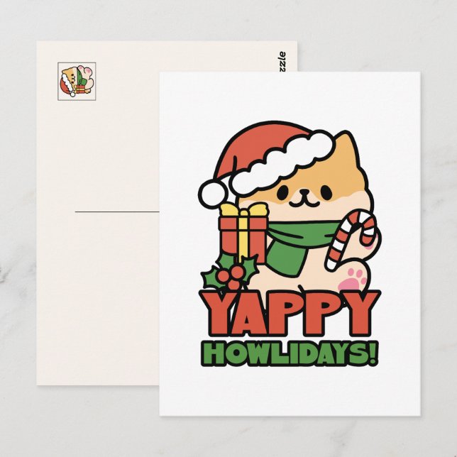 Postal Yappy Howlidays - Personalizado de perros Navidade (Anverso / Reverso)