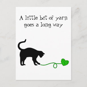 Postal Yarn con forma de gato y corazón negro (verde anim