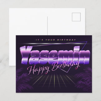 Postal Yasemin Name Vorname lila Postkarte Geburtstag
