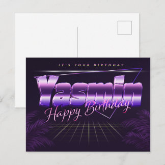 Postal Yasmin Name Vorname lila Postkarte Geburtstag