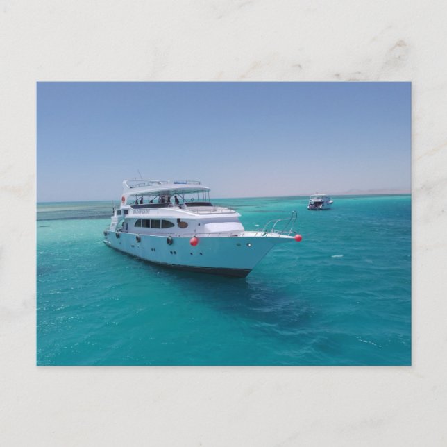 Postal Yate blanco Dahab Lady en el Mar Rojo (Anverso)