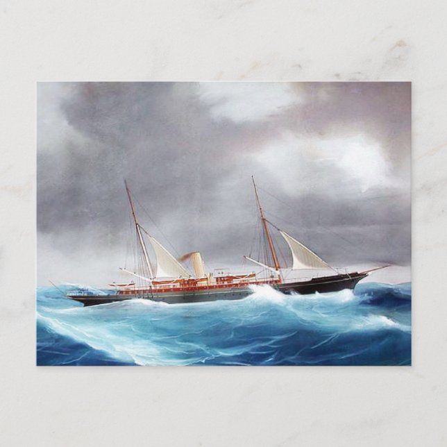 Postal Yate de vapor Margarita de los años 1900 (Anverso)