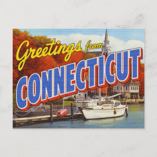 Postal Yate en el puerto de otoño de Connecticut