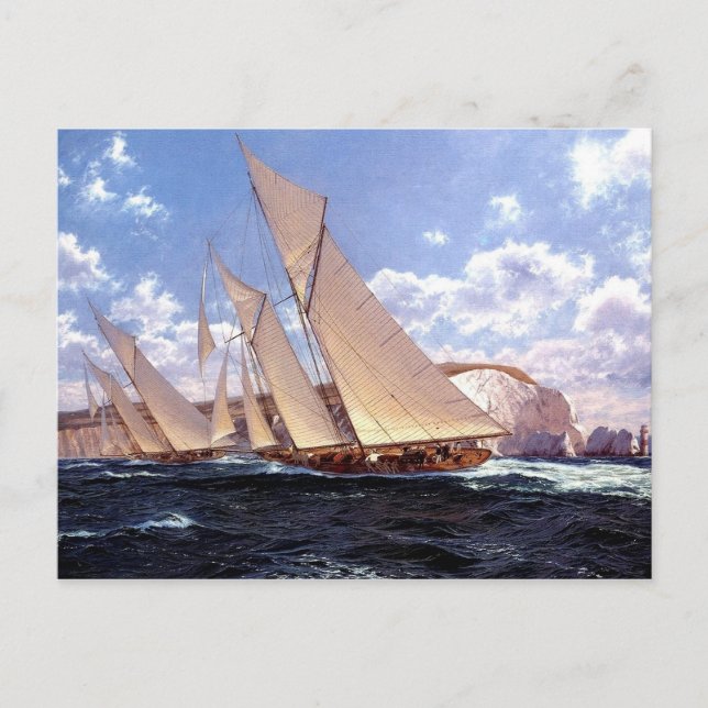 Postal Yates de Carreras en las Agujas, Isla de Wight (Anverso)