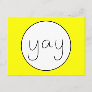 Postal YAY Happy Uplifing Handwriter Blanco Y Amarillo