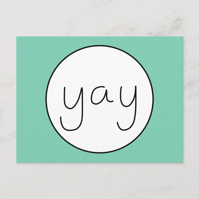 Postal YAY Happy Uplifing Handwriter Blanco Y Verde (Anverso)