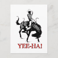 ¡Yee-Ha! Vaquero de Rodeo sobre un establo de caba