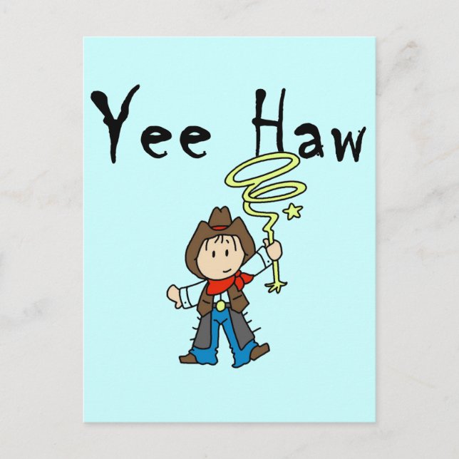 Postal Yee Haw Cowboy camisetas y regalos (Anverso)