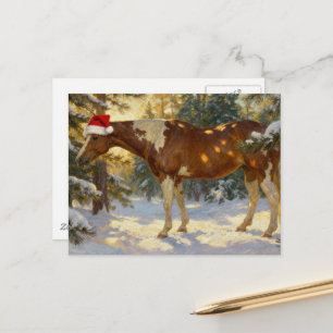 Postal Yegua de Pintura de Navidad Bosque de Invierno Som