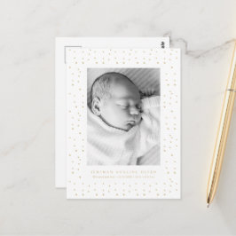 Postal Yellow Confetti Baby Birth Announcement Postcard