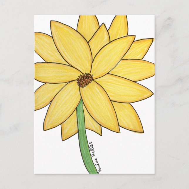 Postal Yellow Flower- Blank Folded Greeting Card (Anverso)