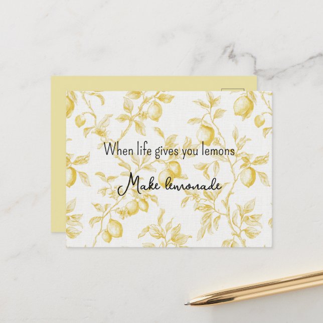 Postal Yellow Fruit Lemons Make Lemonade (Anverso/Reverso In Situ)