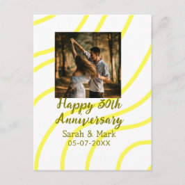 Postal Yellow golden photo 30th wedding anniversary name