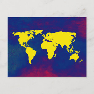 Postal yellow map of the world