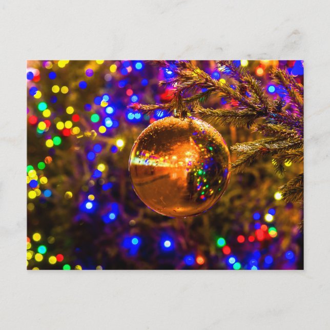 Postal Yellow Ornament Ball, Colorful Lights (Anverso)