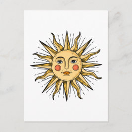 Postal Yellow sun with a face