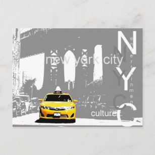 Postal Yellow Taxi Brooklyn Bridge Nyc New York City