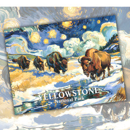 Postal Yellowstone Bison Herd Van Gogh Style Personalizad
