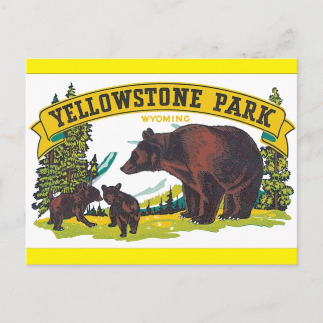 Postal Yellowstone Park_Vintage Poster de viajes (Anverso)