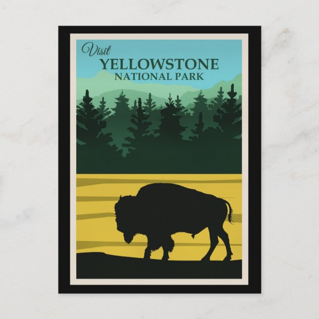 Postal Yellowstone, póster de viaje de Wyoming (Anverso)