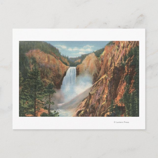 Postal Yellowstone, WY - Grandes Cataratas y Grand (Anverso)