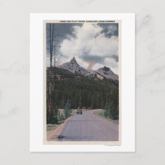 Postal Yellowstone, WY - Picos índice y piloto, Cooke (Anverso)