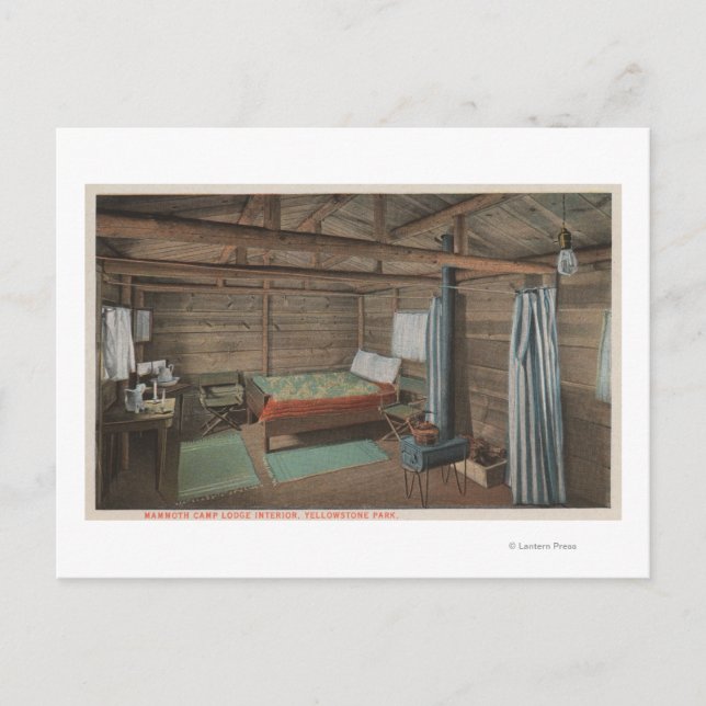 Postal Yellowstone, WYInterior View of Mammoth Camp (Anverso)