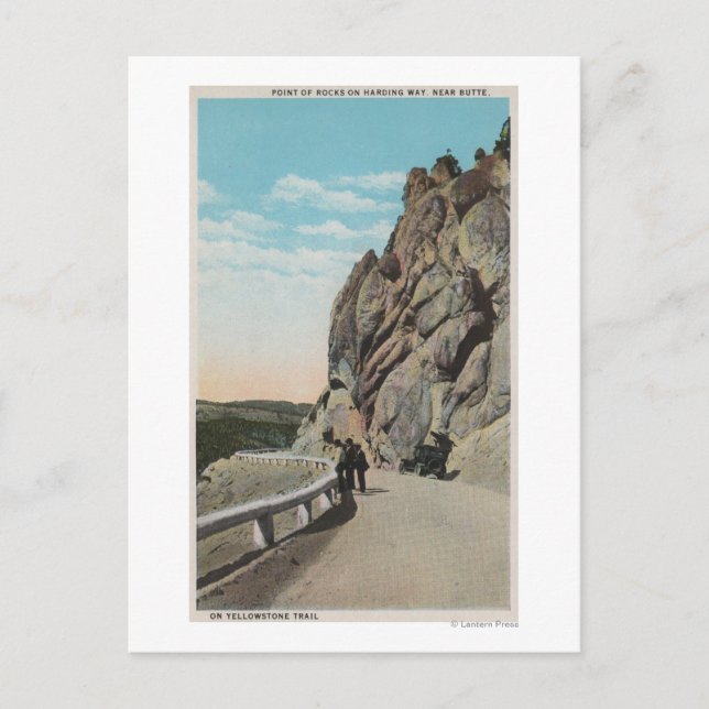 Postal Yellowstone, WYVacationers, auto viejo, cerca (Anverso)